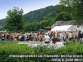 Weinfest-Sommernacht und Rheinwiesenfest am Rheinufer in Bacharach am Mittelrhein