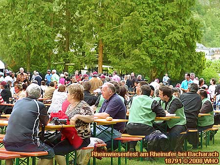 Weinfest-Sommernacht und Rheinwiesenfest am Rheinufer bei Bacharach